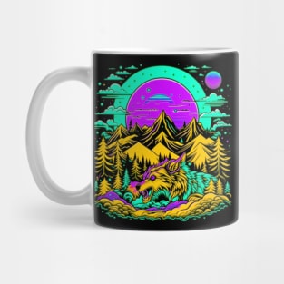 Psychedelic Mountains of Werewolf Monster Mug